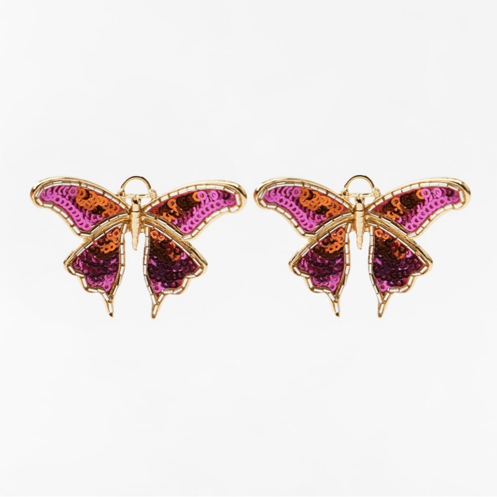 Sequin butterfly earrings